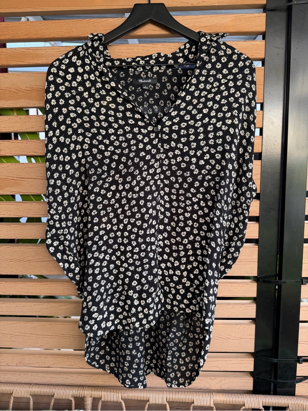 Madewell Black Floral Button-Front Blouse